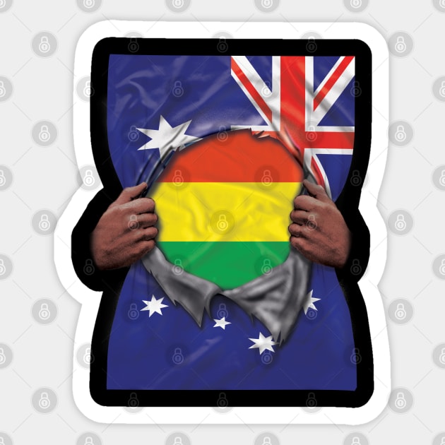 Bolivia Flag Australian Flag Ripped - Gift for Bolivian From Bolivia Sticker by Country Flags